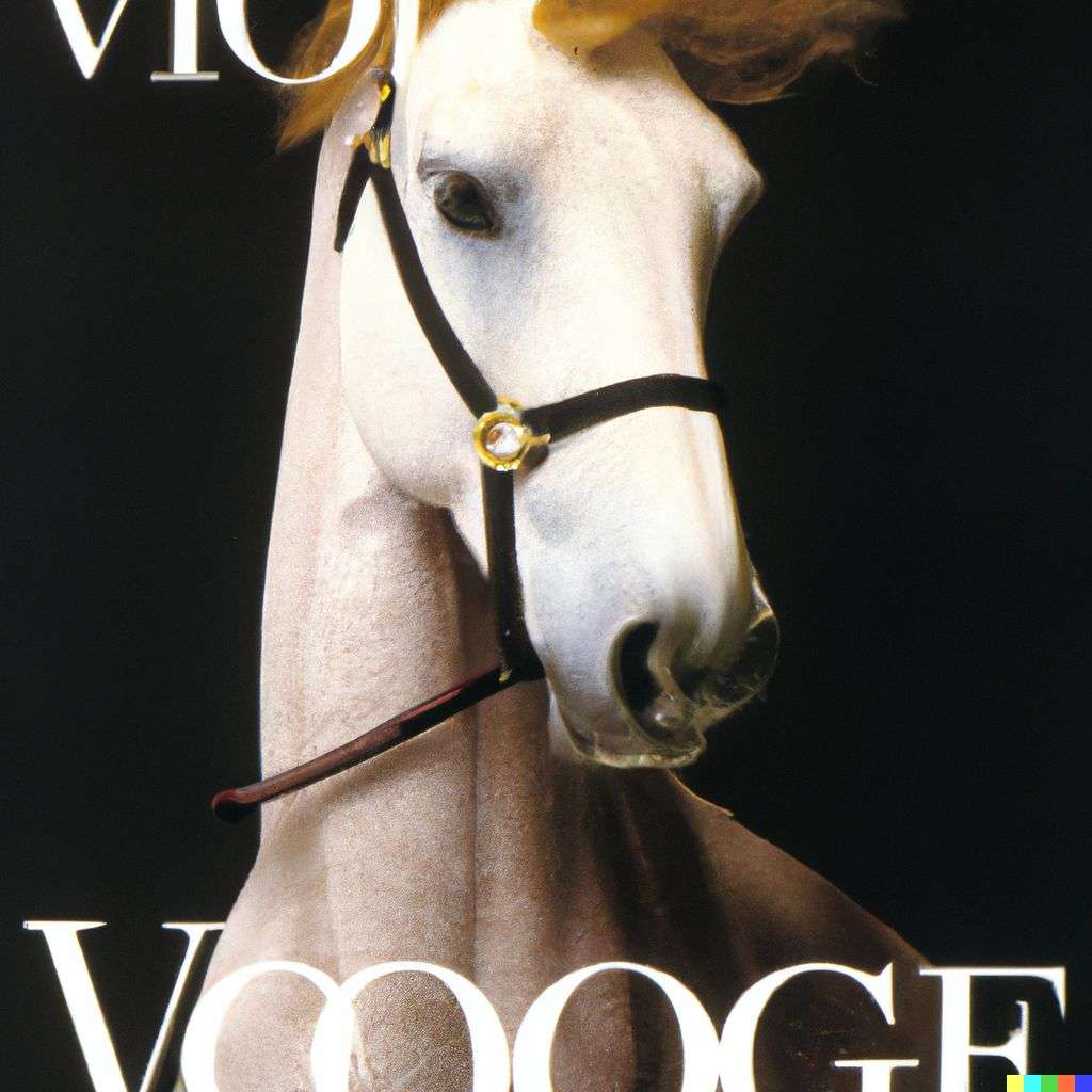 a horse, front cover of Vogue, 2000